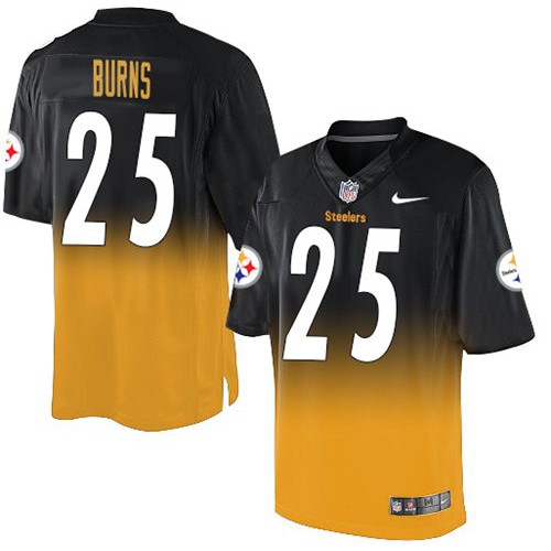 Pittsburgh Steelers #25 Artie Burns Black/Gold Men's Stitched Elite Fadeaway Fashion Jersey Men's