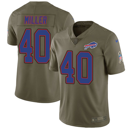 Bills #40 Von Miller Olive Men's Stitched Limited 2017 Salute To Service Jersey