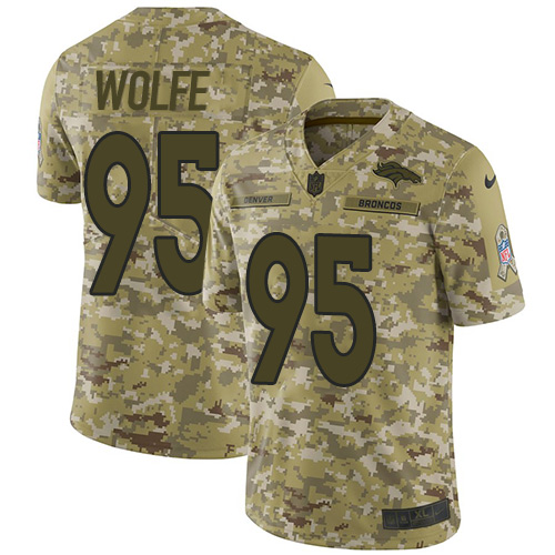 Denver Broncos #95 Derek Wolfe Camo Youth Stitched Limited 2018 Salute to Service Jersey Youth