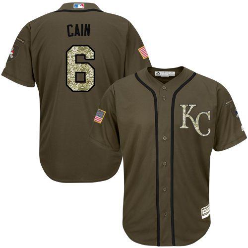Kansas City Royals #6 Lorenzo Cain Green Salute to Service Stitched Jersey Men's