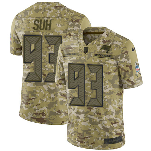 Tampa Bay Buccaneers #93 Ndamukong Suh Camo Youth Stitched Limited 2018 Salute To Service Jersey Youth