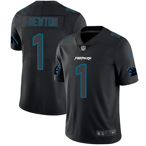 Carolina Panthers #1 Cam Newton Black Men's Stitched Limited Rush Impact Jersey Men's