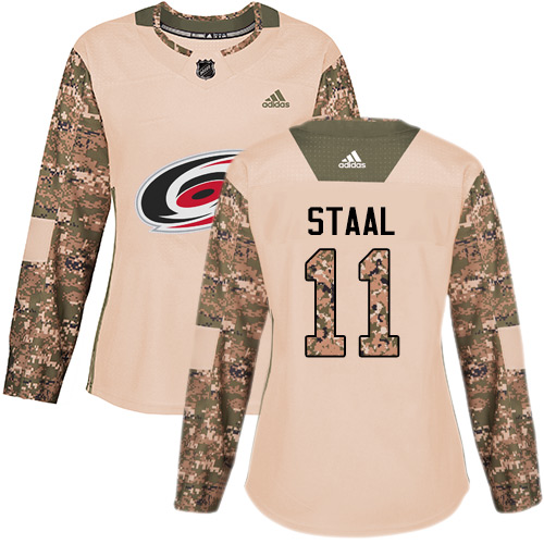 Adidas Carolina Hurricanes #11 Jordan Staal Camo Authentic 2017 Veterans Day Women's Stitched Jersey Womens