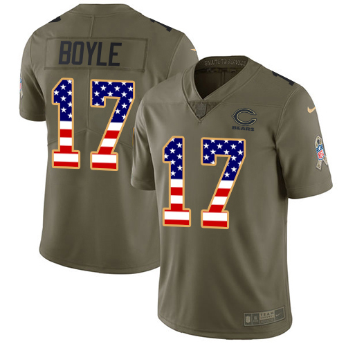 Bears #17 Tim Boyle Olive/USA Flag Youth Stitched Limited 2017 Salute To Service Jersey