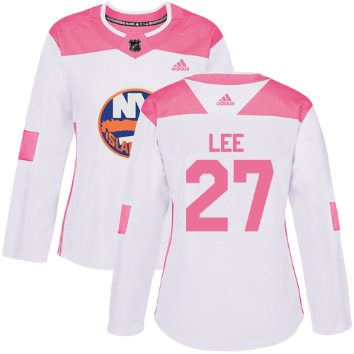Adidas New York Islanders #27 Anders Lee White/Pink Authentic Fashion Women's Stitched Jersey Womens