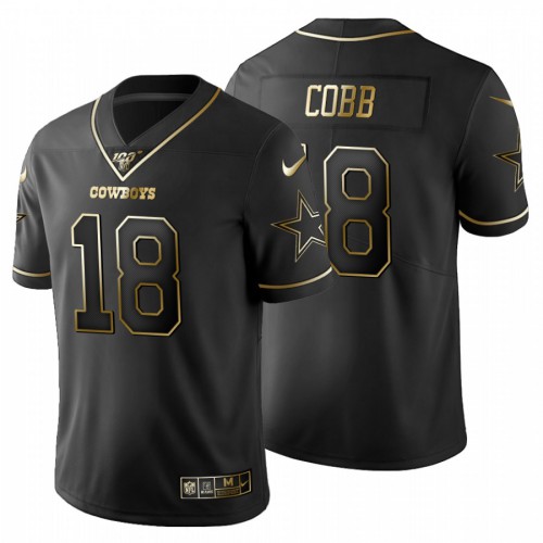 Dallas Dallas Cowboys #18 Randall Cobb Men's Black Golden Limited 100 Jersey Men's