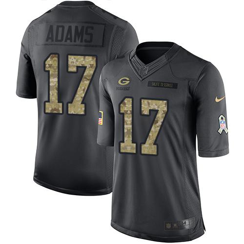 Packers #17 Davante Adams Black Men's Stitched Limited 2016 Salute To Service Jersey