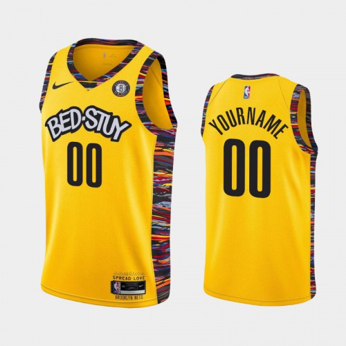 Brooklyn Nets Custom Men's Yellow 2019-20 City Editon Jersey