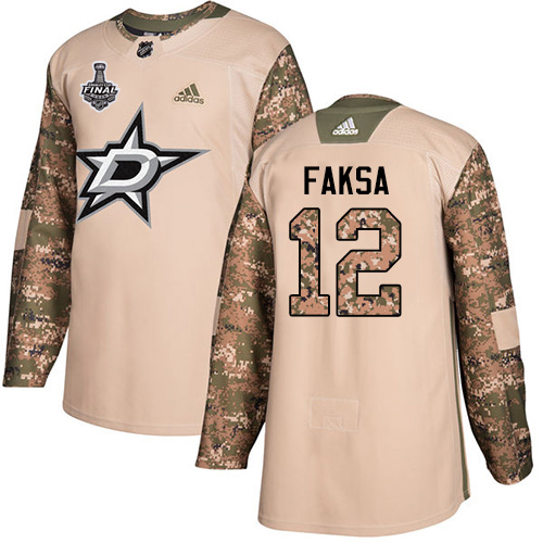 Adidas Dallas Stars #12 Radek Faksa Camo Authentic 2017 Veterans Day Youth 2020 Stanley Cup Final Stitched Jersey Youth