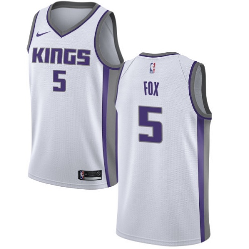 Sacramento Kings #5 DeAaron Fox White Youth Swingman Association Edition Jersey Youth