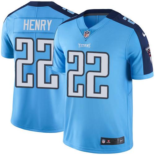Titans #22 Derrick Henry Light Blue Men's Stitched Limited Rush Jersey