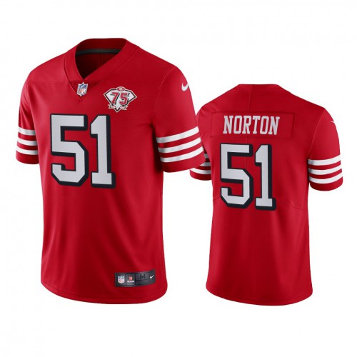 San Francisco 49ers #51 Ken Norton Red Rush Men's 75th Anniversary Stitched Vapor Untouchable Limited Jersey Men's