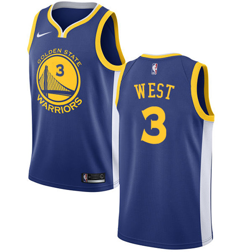 Golden State Warriors #3 David West Blue Swingman Icon Edition Jersey Mens