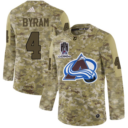 Adidas Colorado Avalanche #4 Bowen Byram Camo 2022 Stanley Cup Champions Authentic Stitched Jersey Men's