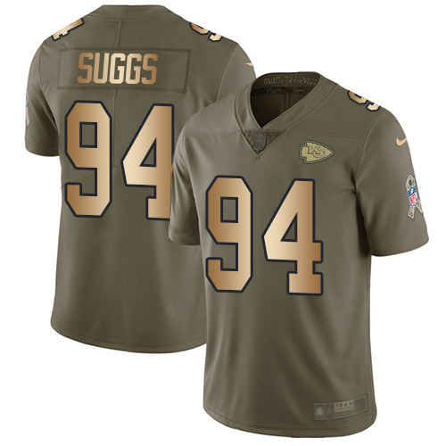 Kansas City Chiefs #94 Terrell Suggs Olive/Gold Men's Stitched Limited 2017 Salute To Service Jersey Men's