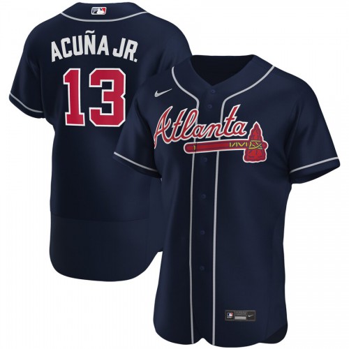 Atlanta Atlanta Braves #13 Ronald Acuna Jr. Men's Navy Alternate 2020 Authentic Player Jersey Men's