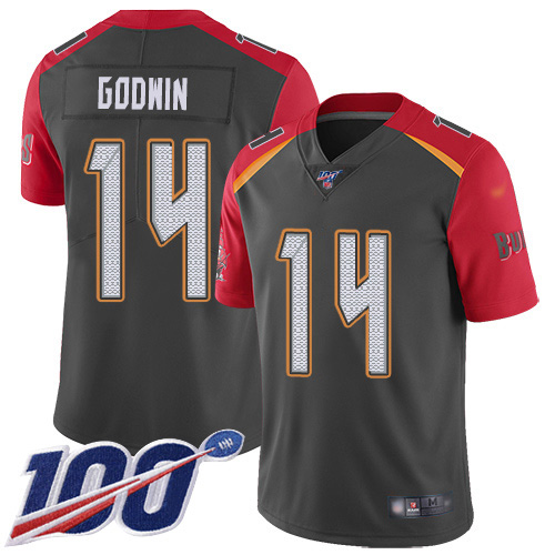 Buccaneers #14 Chris Godwin Gray Youth Stitched Limited Inverted Legend 100th Season Jersey