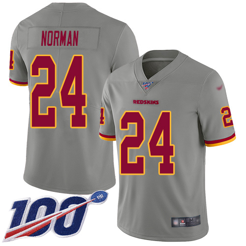 Washington Commanders #24 Josh Norman Gray Men's Stitched Limited Inverted Legend 100th Season Jersey Men's