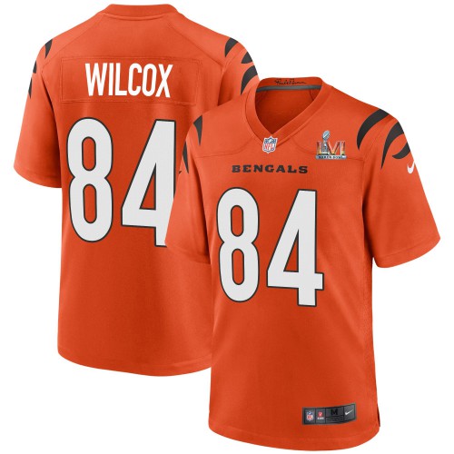 Cincinnati Cincinnati Bengals #84 Mitchell Wilcox Orange Super Bowl LVI Patch Alternate Game Jersey Men's