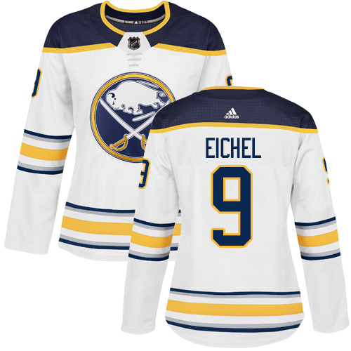 Adidas Buffalo Sabres #9 Jack Eichel White Road Authentic Women's Stitched Jersey Womens