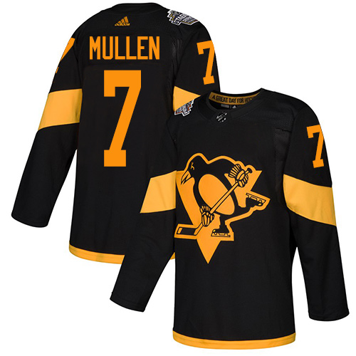 Adidas Pittsburgh Penguins #7 Joe Mullen Black Authentic 2019 Stadium Series Stitched Jersey Men's