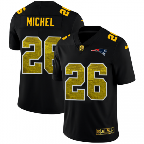 New England New England Patriots #26 Sony Michel Men's Black Golden Sequin Vapor Limited Jersey Men's