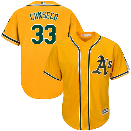 Oakland Athletics #33 Jose Canseco Gold Cool Base Stitched Youth Jersey Youth