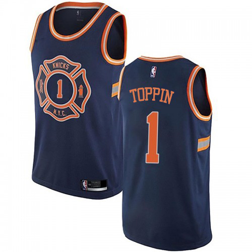 New York Knicks #1 Obi Toppin Navy Youth Swingman City Edition Jersey Youth