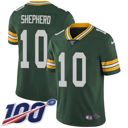 Green Bay Packers #10 Darrius Shepherd Green Team Color Men's Stitched 100th Season Vapor Untouchable Limited Jersey Men's