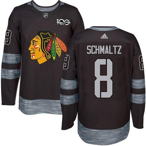 Adidas Chicago Blackhawks #8 Nick Schmaltz Black 1917-2017 100th Anniversary Stitched Jersey Men's