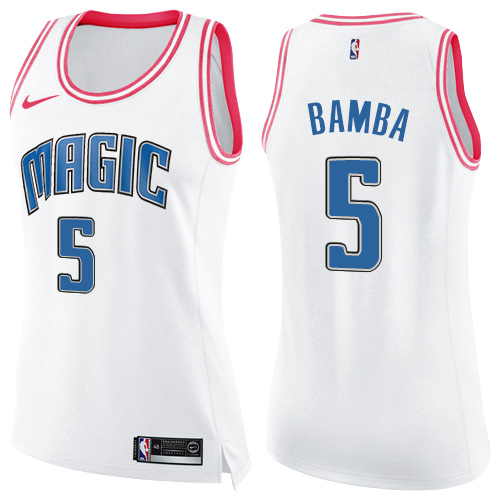 Orlando Magic #5 Mohamed Bamba White/Pink Womens Swingman Fashion Jersey Womens