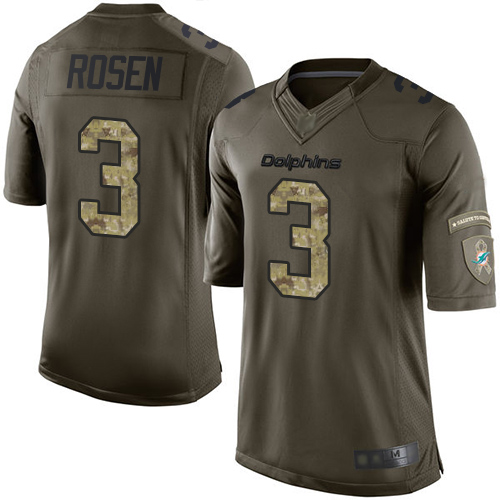 Miami Dolphins #3 Josh Rosen Green Men's Stitched Limited 2015 Salute to Service Jersey Men's
