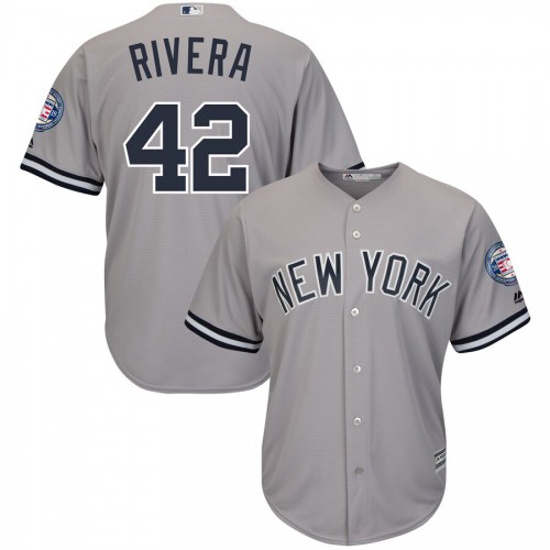 New York New York Yankees #42 Mariano Rivera Majestic 2019 Hall of Fame Patch Cool Base Player Jersey Gray Men's