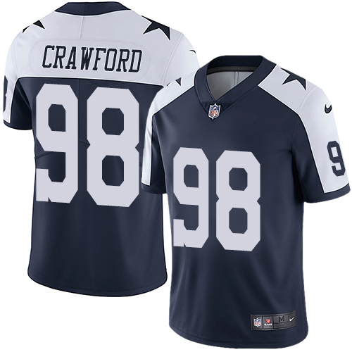 Dallas Cowboys #98 Tyrone Crawford Navy Blue Thanksgiving Men's Stitched Vapor Untouchable Limited Throwback Jersey Men's