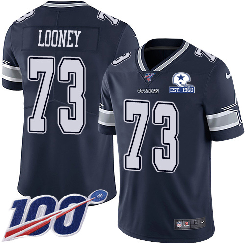 Dallas Cowboys #73 Joe Looney Navy Blue Team Color Men's Stitched With Established In 1960 Patch 100th Season Vapor Untouchable Limited Jersey Men
