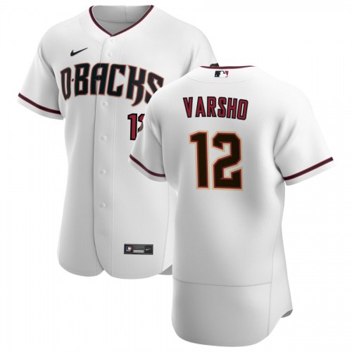 Arizona Arizona Diamondbacks #12 Daulton Varsho Men's White Crimson Authentic Home Team Jersey Men's