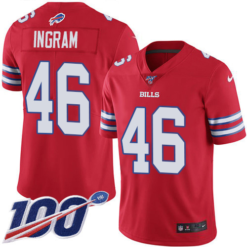 Bills #46 Ja'Marcus Ingram Red Men's Stitched Limited Rush 100th Season Jersey