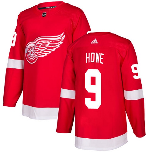 Adidas Detroit Red Wings #9 Gordie Howe Red Home Authentic Stitched Youth Jersey Youth