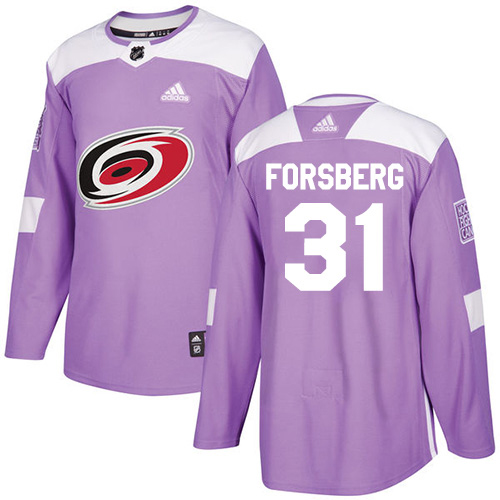 Adidas Carolina Hurricanes #31 Anton Forsberg Purple Authentic Fights Cancer Stitched Youth Jersey Youth