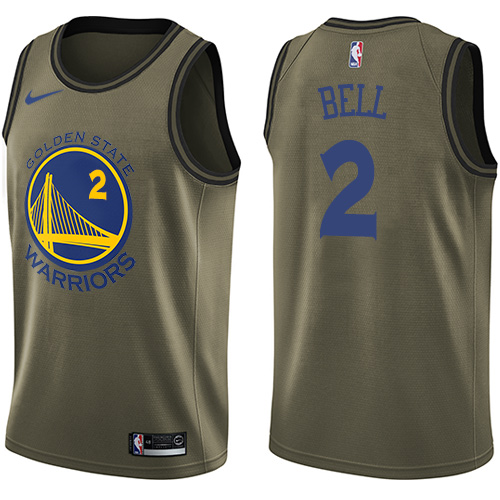 Golden State Warriors #2 Jordan Bell Green Salute to Service Youth Swingman Jersey Youth