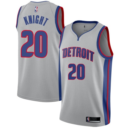 Detroit Pistons #20 Brandon Knight Silver Swingman Statement Edition Jersey Mens
