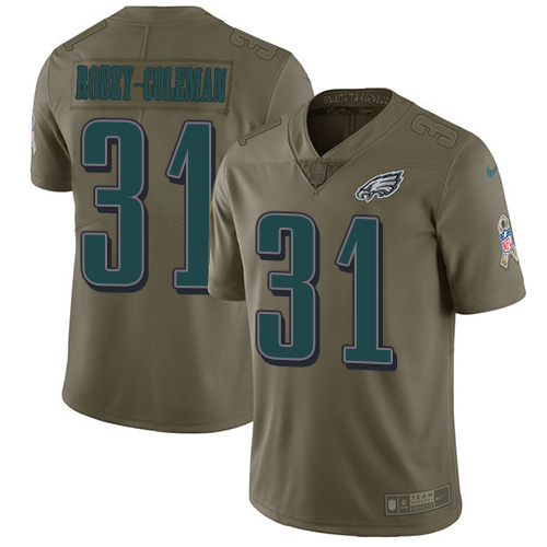 Philadelphia Eagles #31 Nickell Robey-Coleman Olive Youth Stitched Limited 2017 Salute To Service Jersey Youth