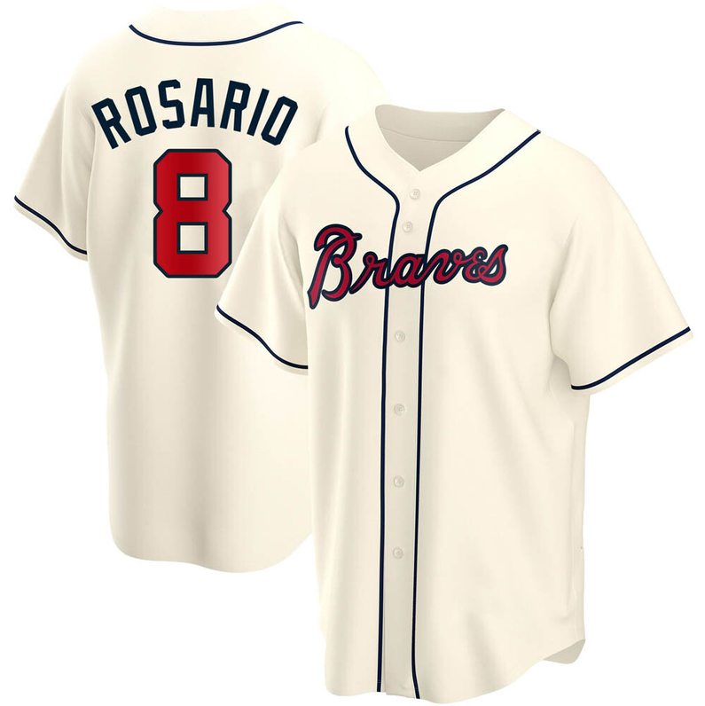 Men's Youth Women's Atlanta Braves #8 Eddie Rosario Cool Base Alternate Jersey - Cream