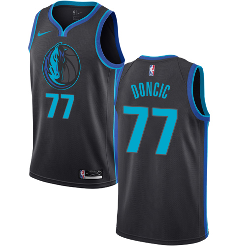Dallas Mavericks #77 Luka Doncic Anthracite Swingman City Edition 2018/19 Jersey Mens