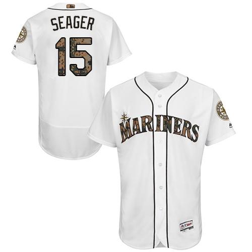 Seattle Mariners #15 Kyle Seager White Flexbase Authentic Collection Memorial Day Stitched Jersey Men's