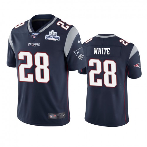 New England New England Patriots #28 James White Navy Super Bowl LIII Champions Vapor Limited Jersey Men's