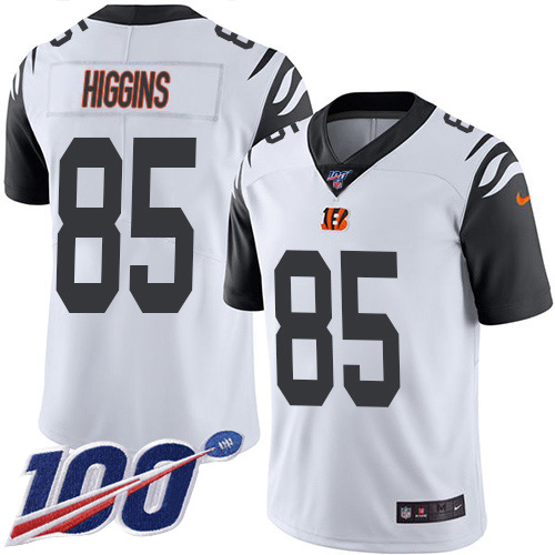 Bengals #85 Tee Higgins White Youth Stitched Limited Rush 100th Season Jersey