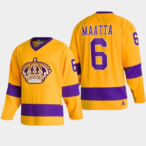 Adidas Los Angeles Kings #6 Olli Maatta Team Classics Gold Men's 2022 Throwback Jersey Men's
