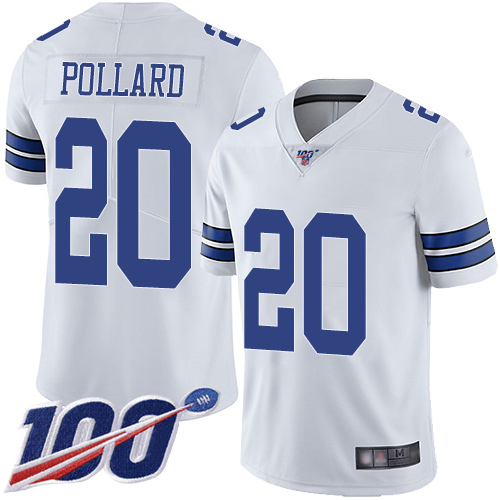 Cowboys #20 Tony Pollard White Youth Stitched 100th Season Vapor Limited Jersey