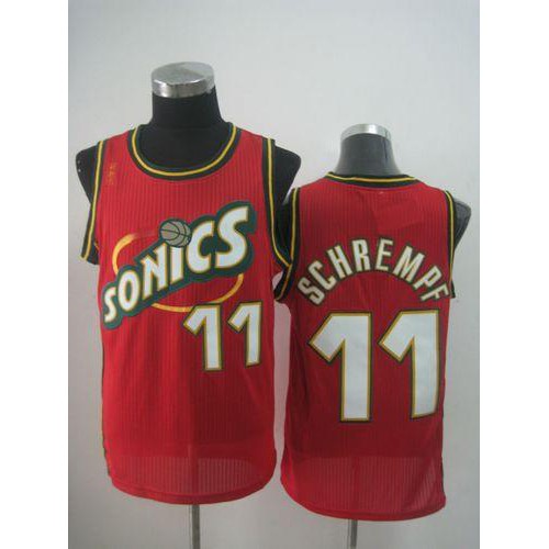 Oklahoma City Thunder #11 Detlef Schrempf Red SuperSonics Throwback Stitched Jersey Mens
